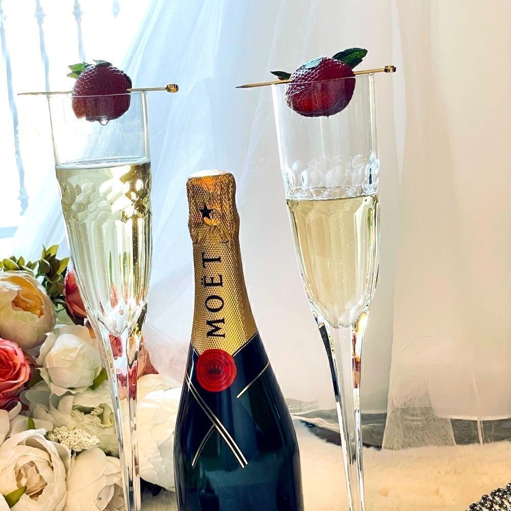 ♥️ TALL Mid Century Champagne flutes, oversized tall wedding glasses PRICE FIRM. - Picture 10 of 17